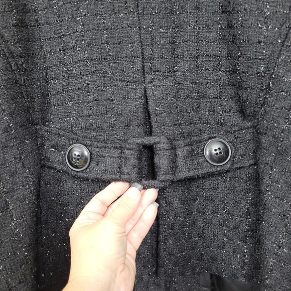 Style & Co. Womens Black 3/4 Sleeve Collared Button Front Blazer Sz 14 - Picture 3 of 9